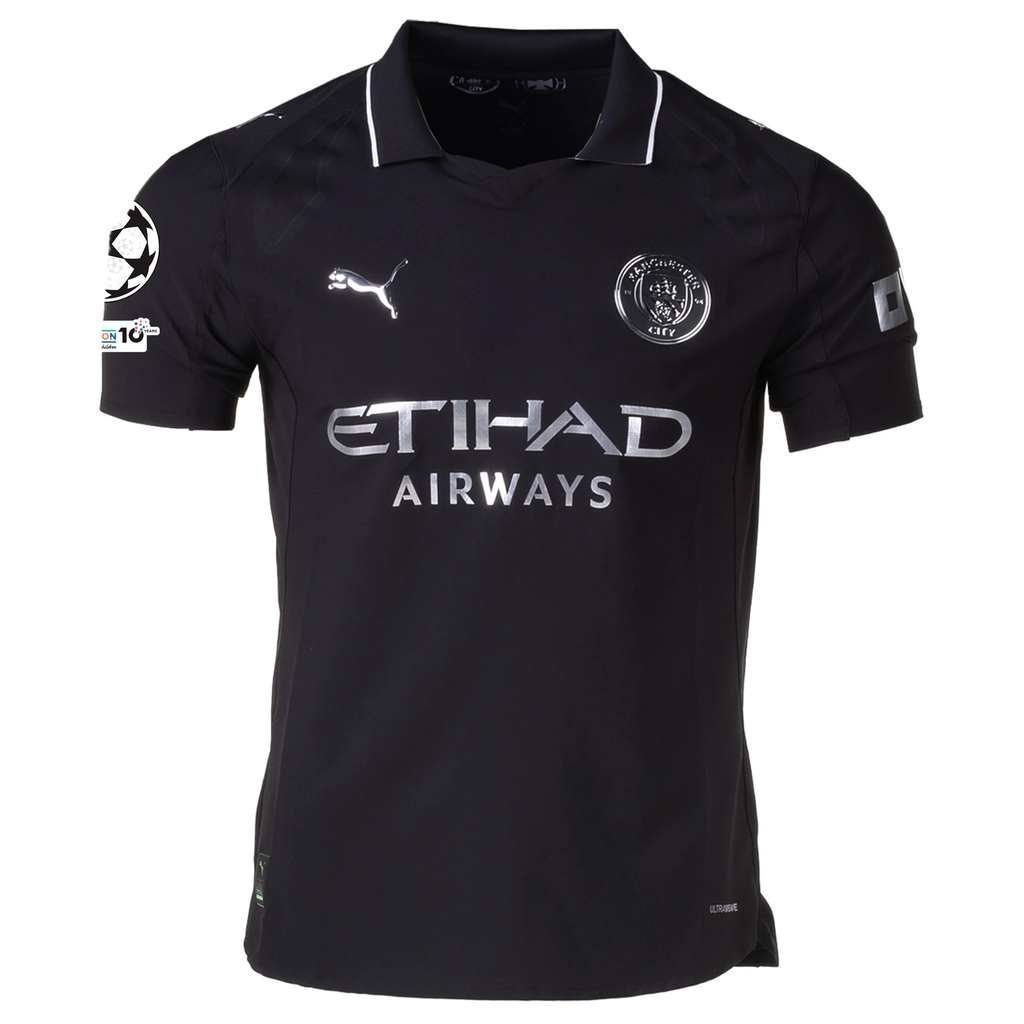 Puma Manchester City Authentic Erling Haaland Away Jersey w/ Champions League Patches 25/26 (Puma Black)