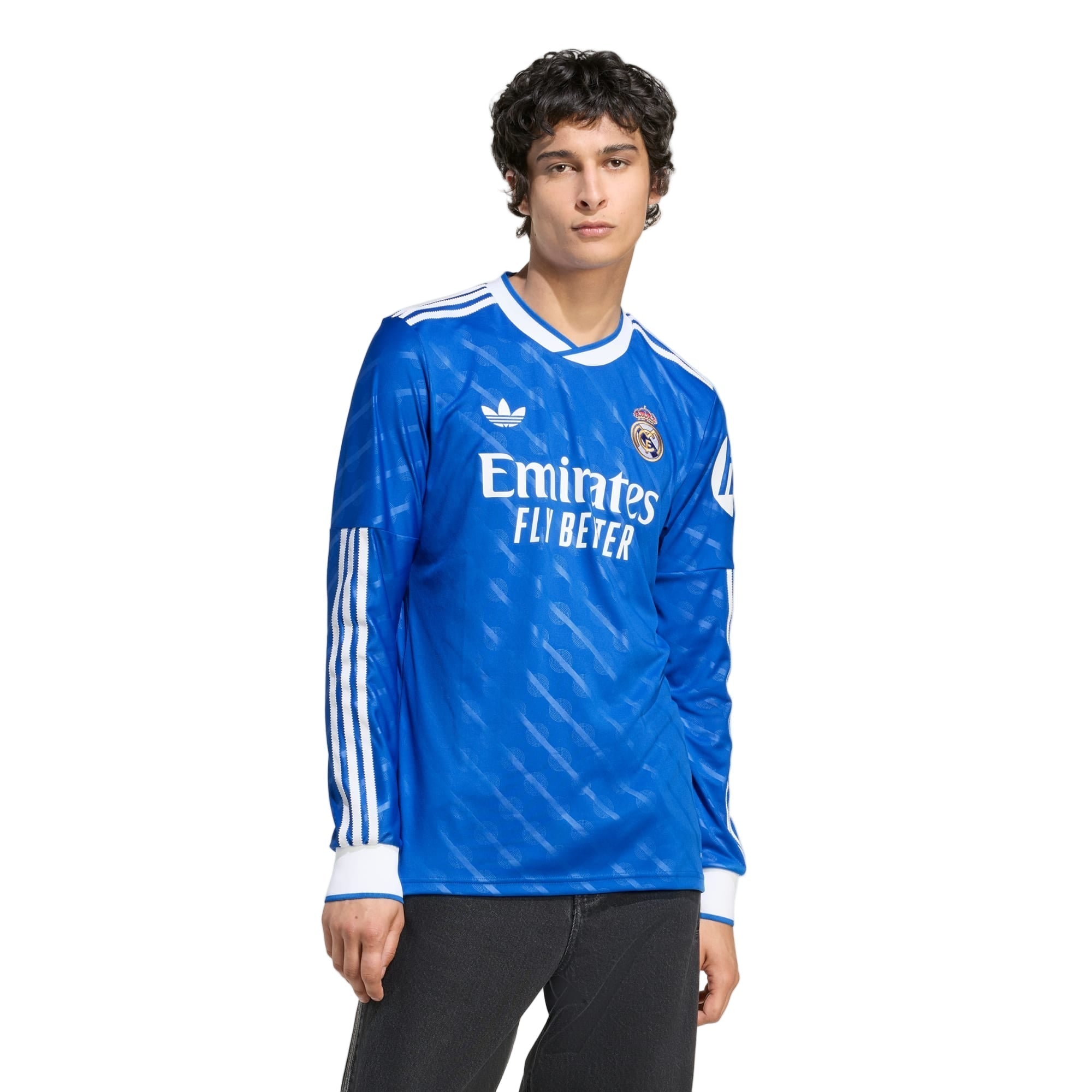adidas Men's Real Madrid Camavinga Long Sleeve Third Jersey w/ Champions League Patches 25/26 (Blue/White)