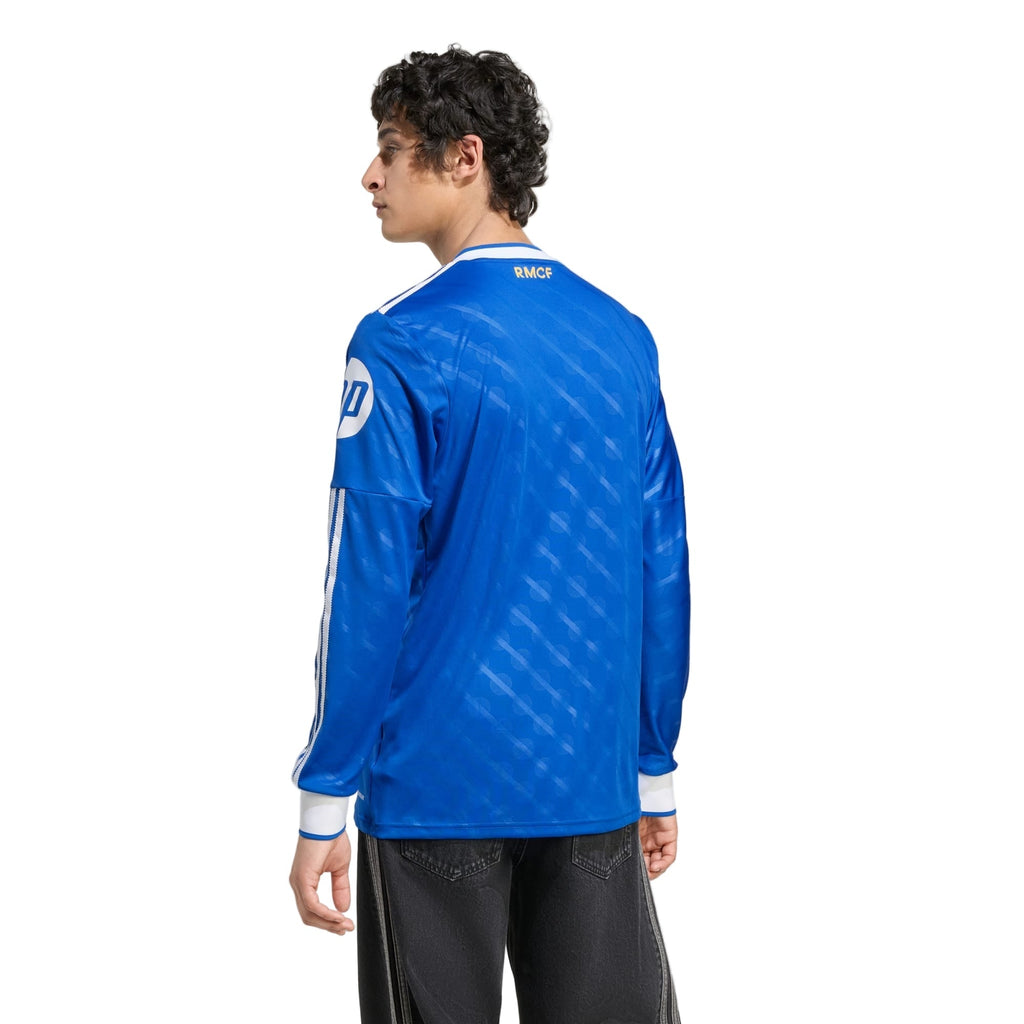 adidas Men's Real Madrid Camavinga Long Sleeve Third Jersey w/ Champions League Patches 25/26 (Blue/White)
