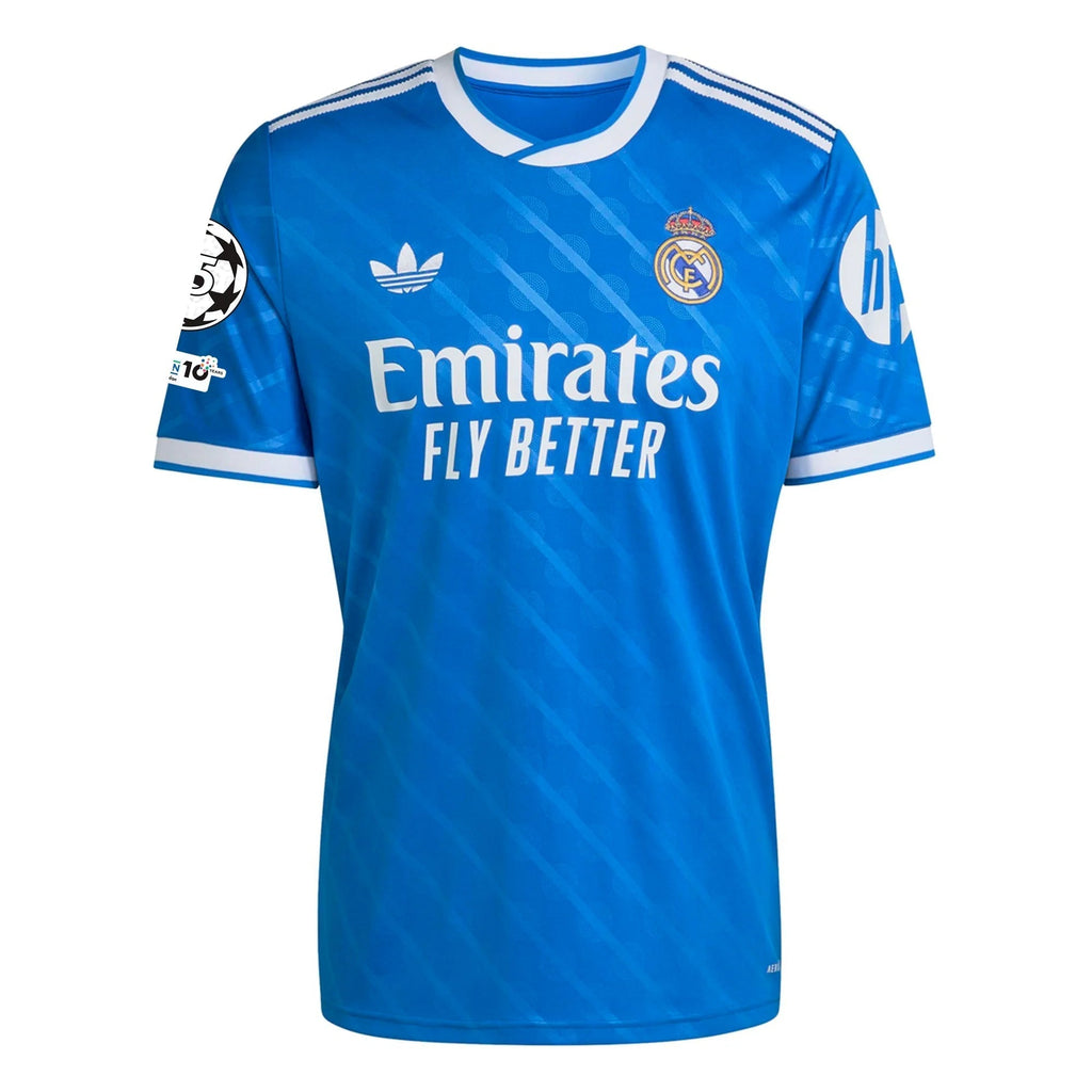 adidas Tchouameni Men's Real Madrid Third Jersey 25/26 w/ Champions League Patches (Blue/White)