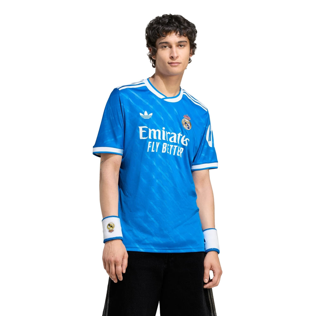 adidas Kylian Mbappe Men's Real Madrid Third Jersey 25/26 w/ Champions League Patches (Blue/White)