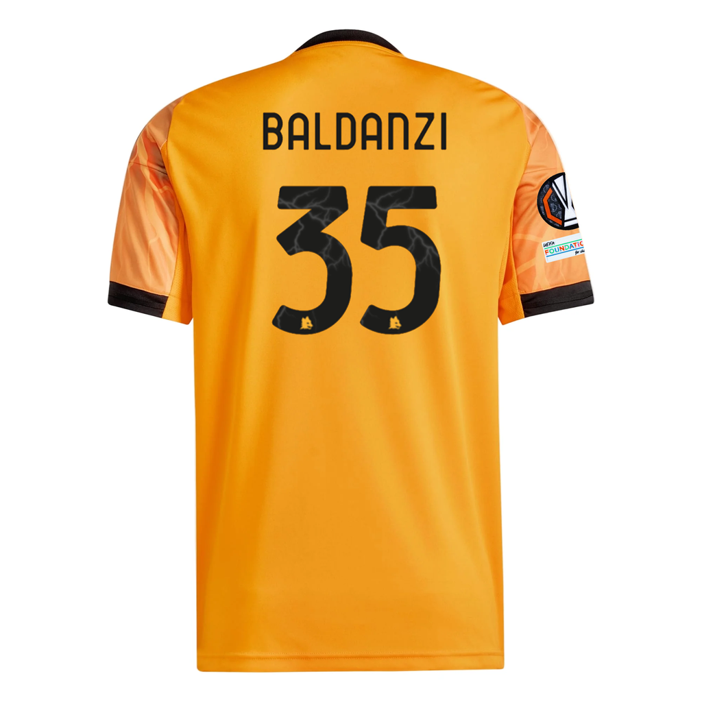 adidas Roma Tommaso Baldanzi Away Jersey w/ Europa League Patches 25/26 (Orange/Black)