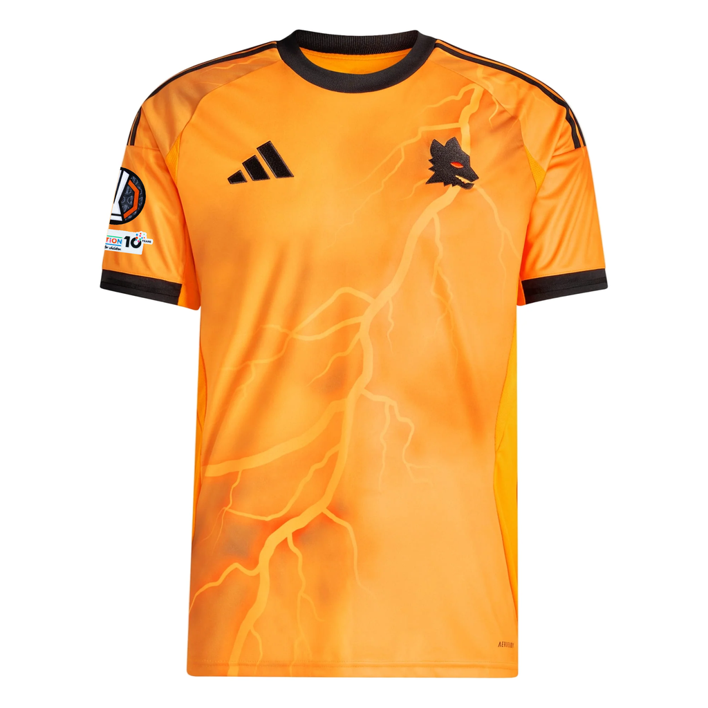 adidas Roma Away Jersey w/ Europa League Patches 25/26 (Orange/Black)