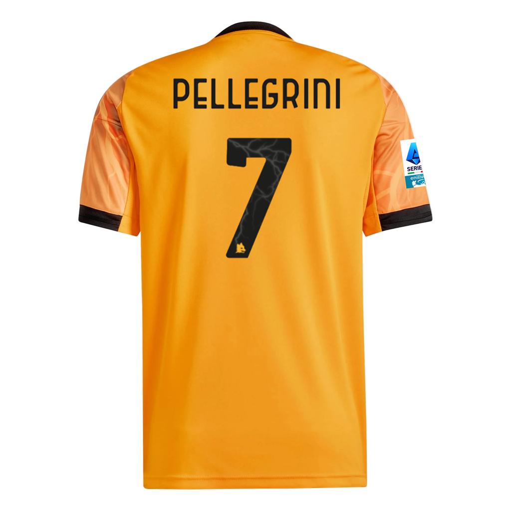 adidas Roma Lorenzo Pellegrini Away Jersey w/ Serie A Patch 25/26 (Orange/Black)