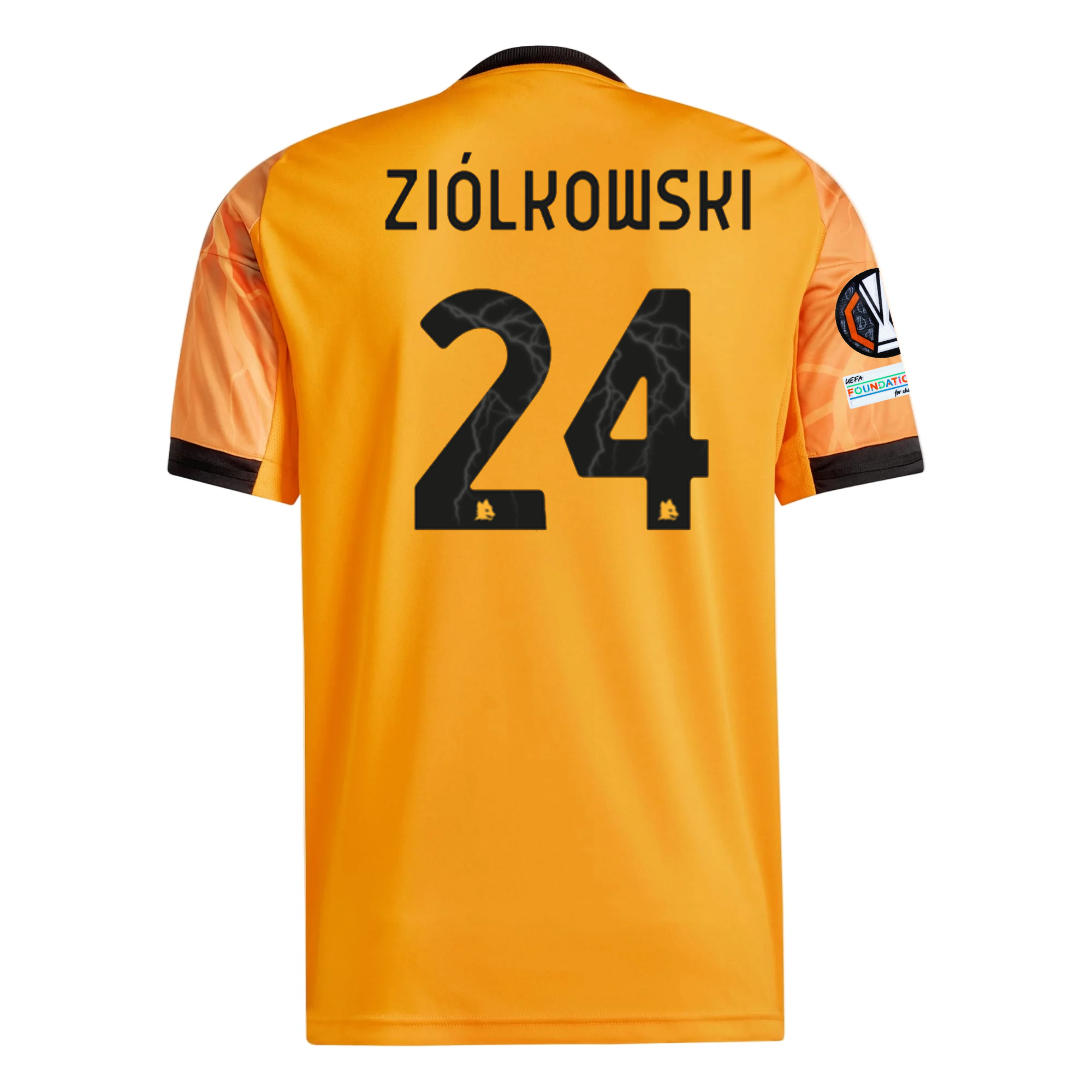 adidas Roma Jan Ziółkowski Away Jersey w/ Europa League Patches 25/26 (Orange/Black)