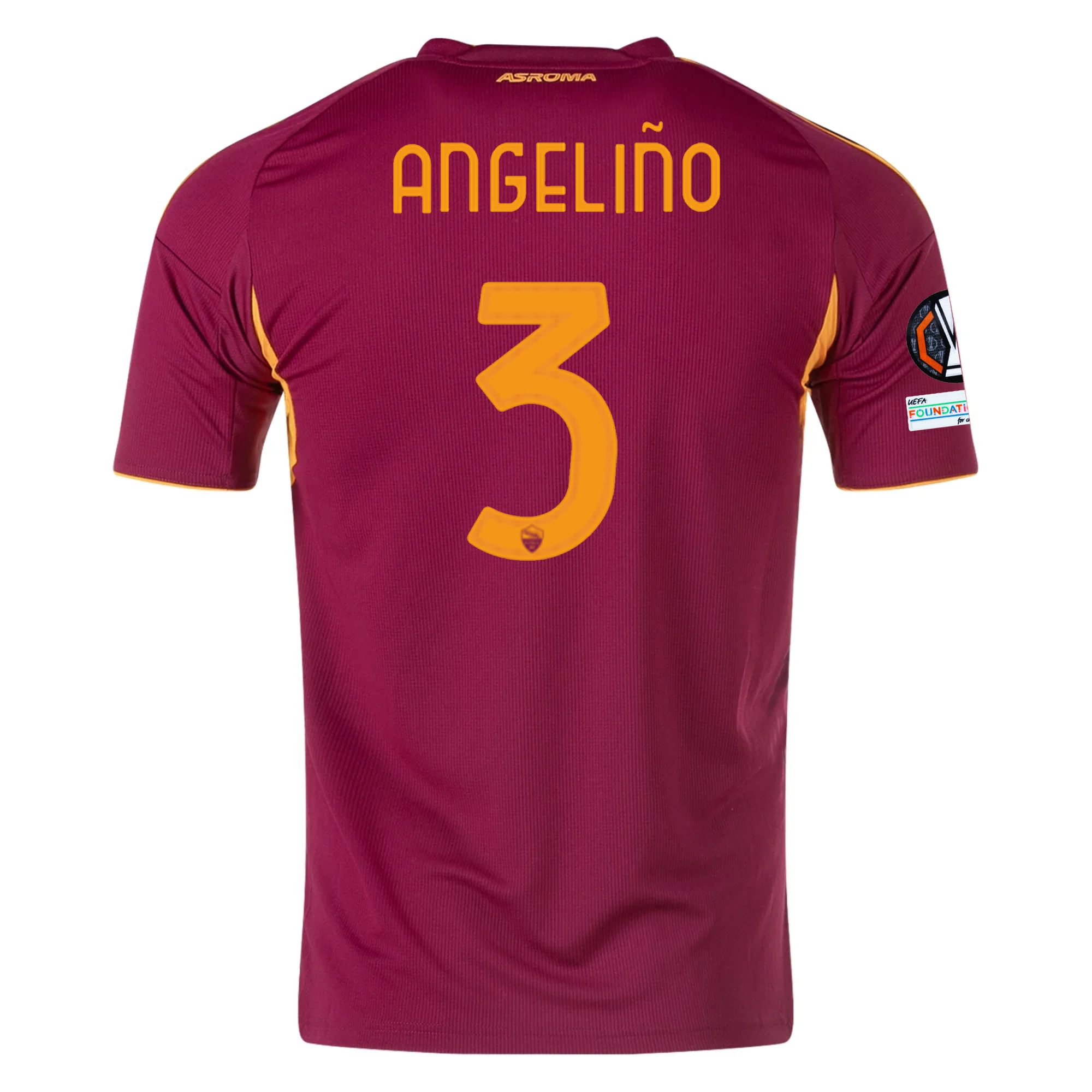 adidas Men's Roma Angeliño Home Jersey w/ Europa League Patches 25/26 (Burgundy)