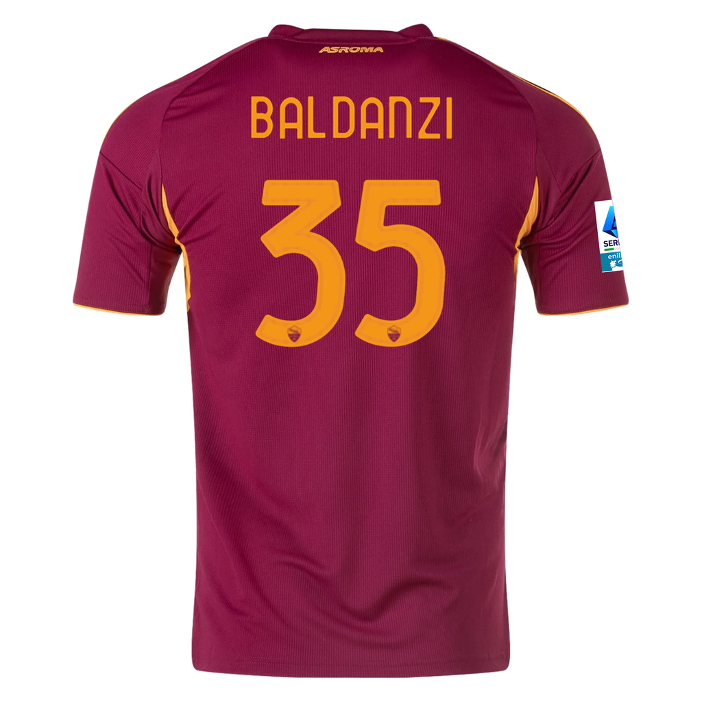 adidas Men's Roma Tommaso Baldanzi Home Jersey w/ Serie A Patch 25/26 (Burgundy)
