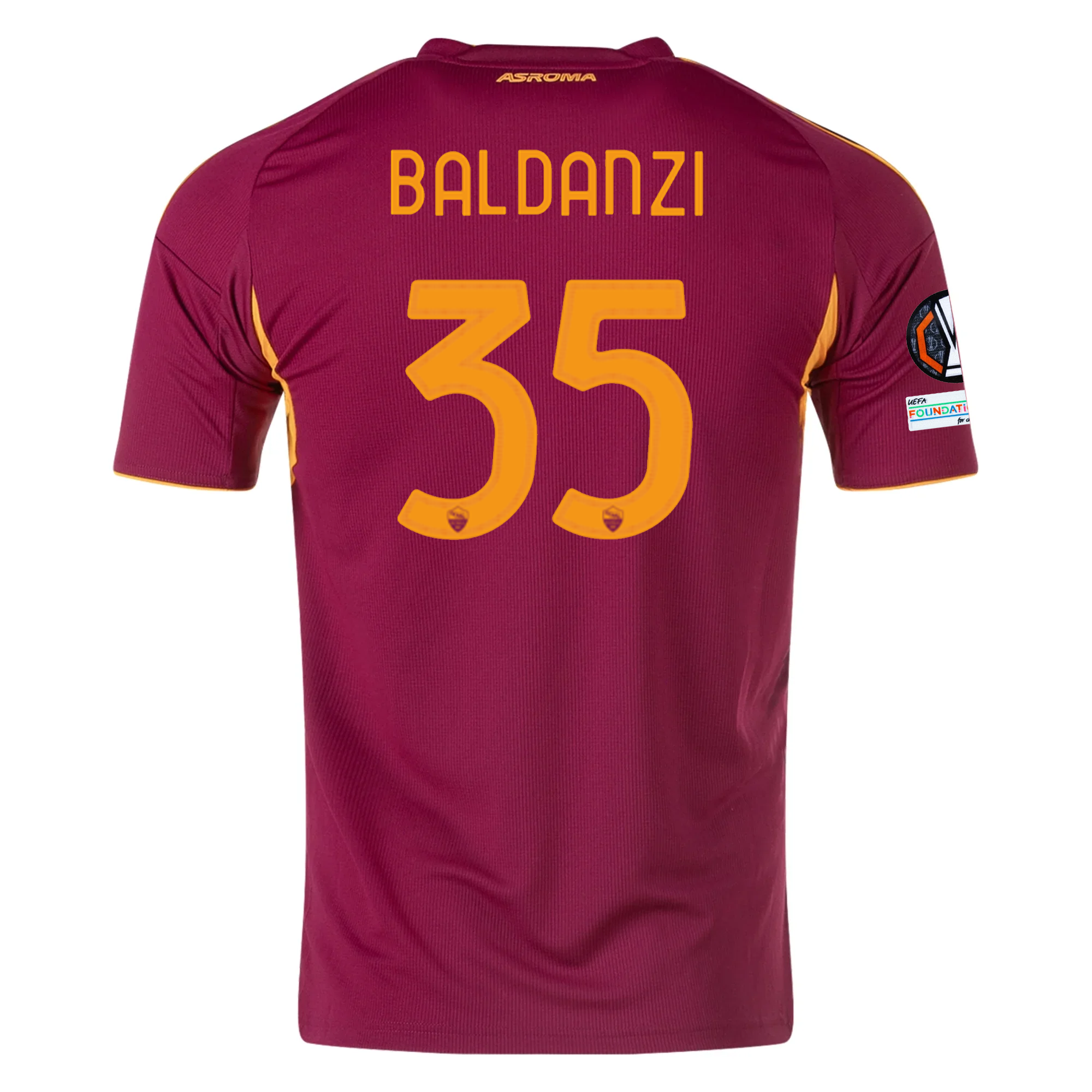 adidas Men's Roma Tommaso Baldanzi Home Jersey w/ Europa League Patches 25/26 (Burgundy)