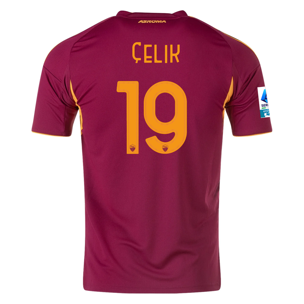 adidas Men's Roma Zeki Çelik Home Jersey w/ Serie A Patch 25/26 (Burgundy)