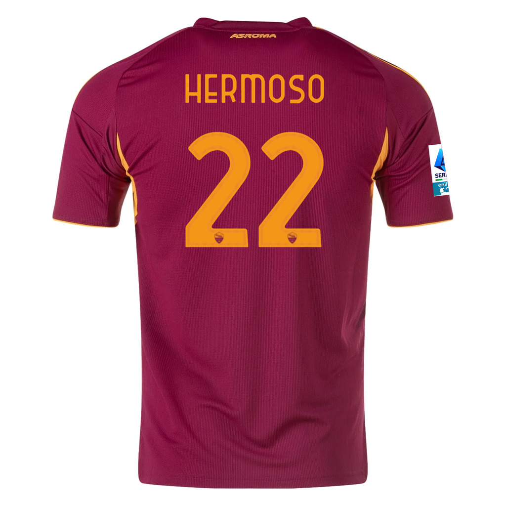 adidas Men's Roma Mario Hermoso Home Jersey w/ Serie A Patch 25/26 (Burgundy)