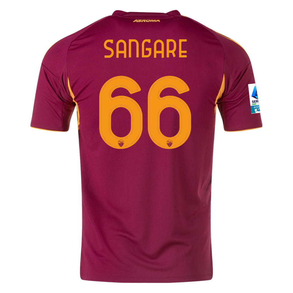 adidas Men's Roma Buba Sangaré Home Jersey w/ Serie A Patch 25/26 (Burgundy)