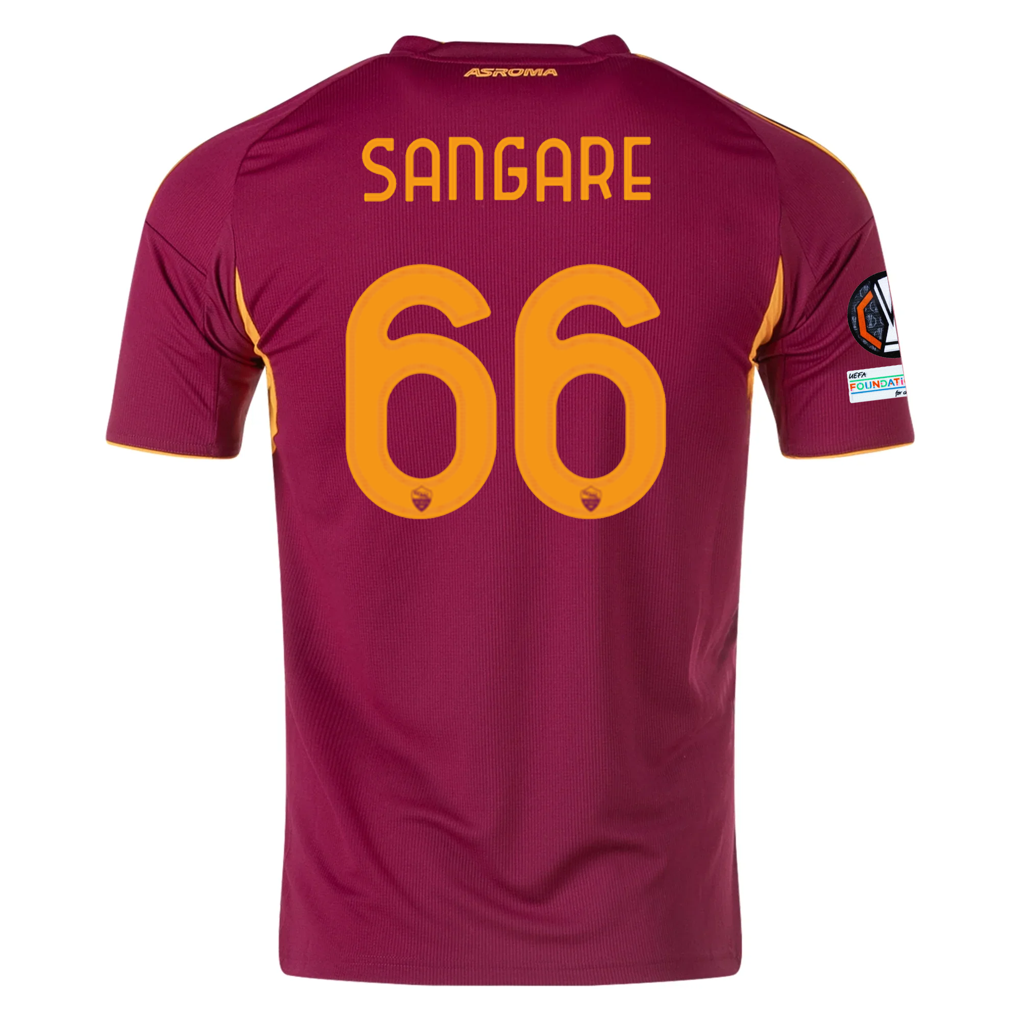 adidas Men's Roma Buba Sangaré Home Jersey w/ Europa League Patches 25/26 (Burgundy)