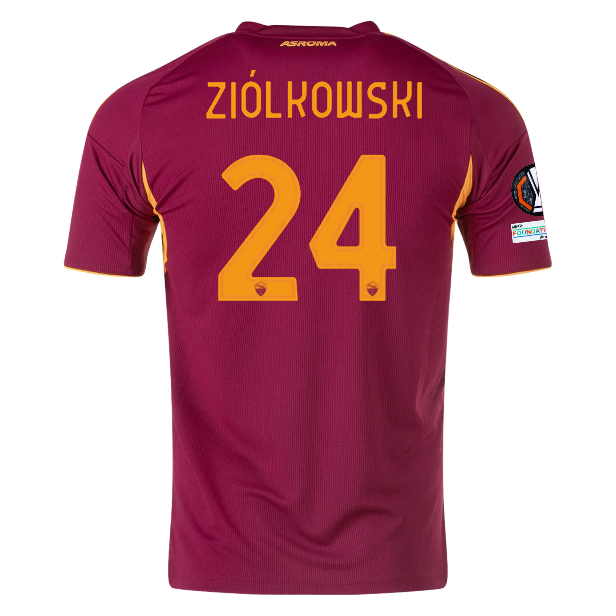 adidas Men's Roma Jan Ziółkowski Home Jersey w/ Europa League Patches 25/26 (Burgundy)