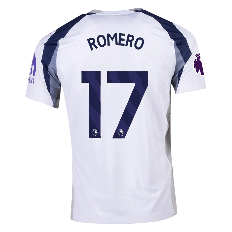 Nike Romero Tottenham Hotspurs Home Jersey w/ EPL + No Room For Racism Patch 25/26 (White/Iron/Binary Blue)