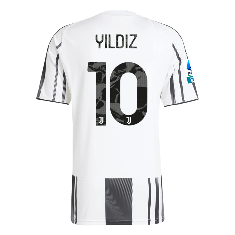 adidas Men's Juventus Yildiz Home Jersey w/ Serie A Patch 25/26 (White/Black/Pink)