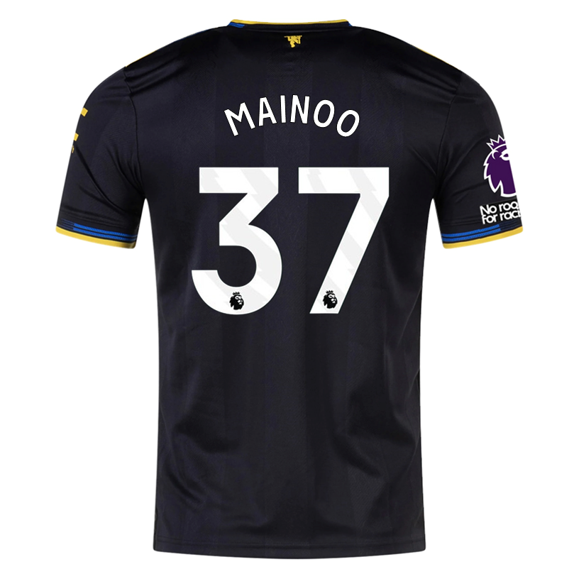 adidas Mainoo Men's Manchester United Authentic Third Jersey 25/26 w/ NRFR + EPL Patches (Black)