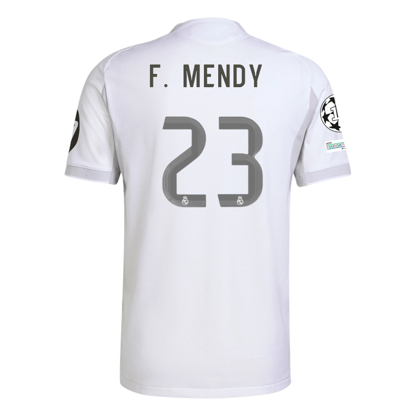 adidas Ferland Mendy Real Madrid 25/26 Home Jersey w/ Champions League Patches (White)