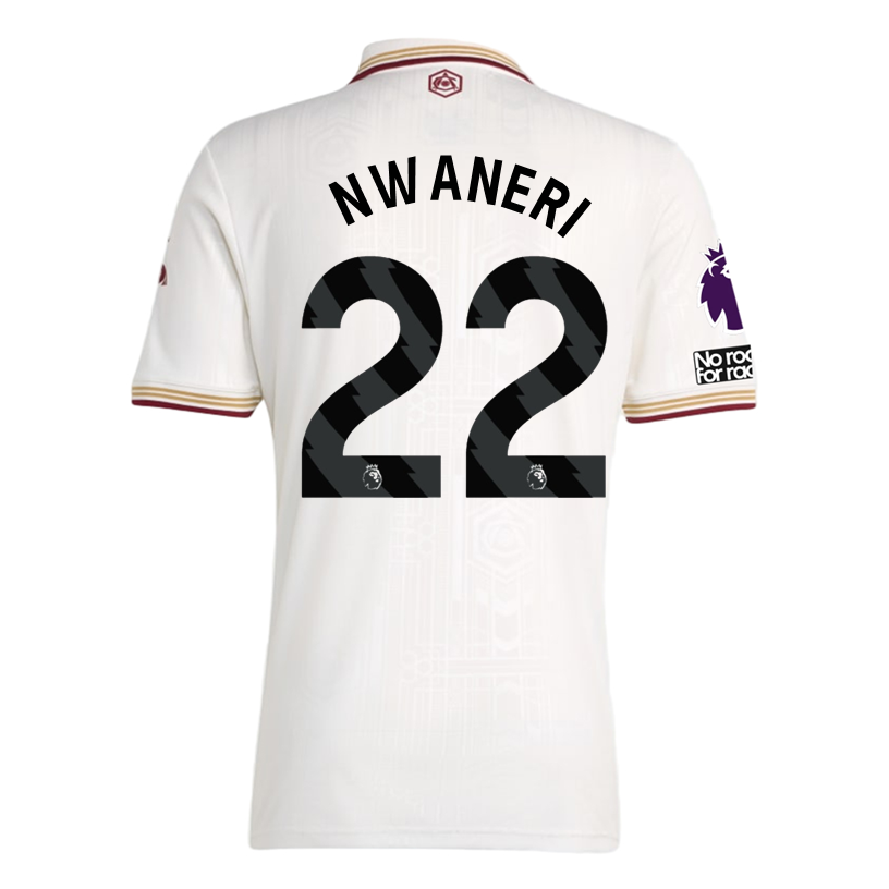 adidas Nwaneri Men's Arsenal FC Third Jersey 25/26 w/ NRFR + EPL Patches (White/Burgundy)