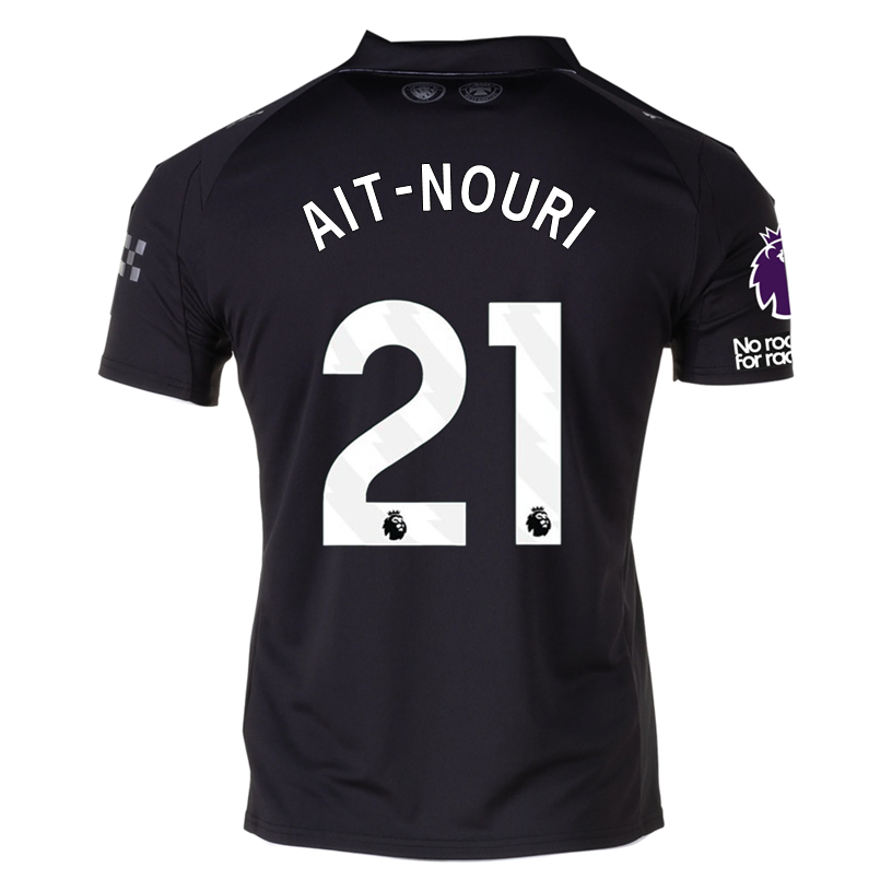 Puma Ait- Nouri Men's Manchester City Away Jersey 25/26 w/ NRFR + EPL Patches (Puma Black)