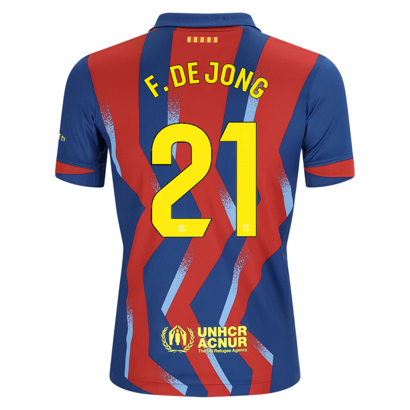 Nike Youth F. De Jong FC Barcelona 4th Soccer Jersey 25/26 (Gym Blue/Salsa Red)