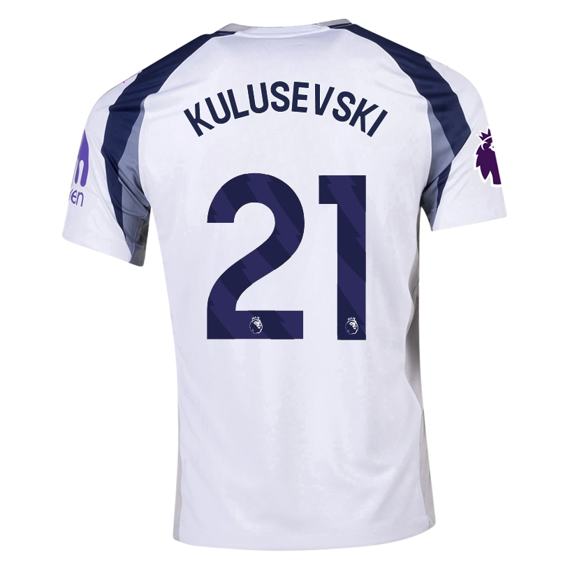 Nike Kulusevski Tottenham Hotspurs Home Jersey w/ EPL + No Room For Racism Patch 25/26 (White/Iron/Binary Blue)