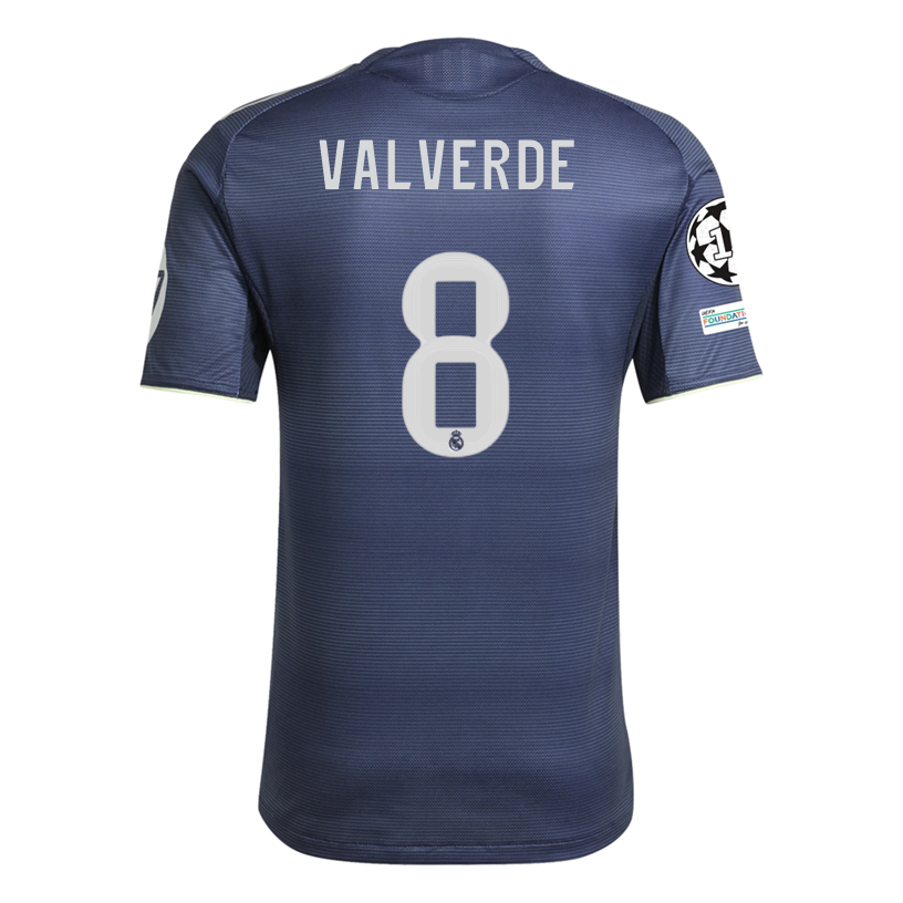 adidas Federico Valverde Real Madrid Authentic Away Jersey 25/26 w/ Champions League Patches (Legend Ink
