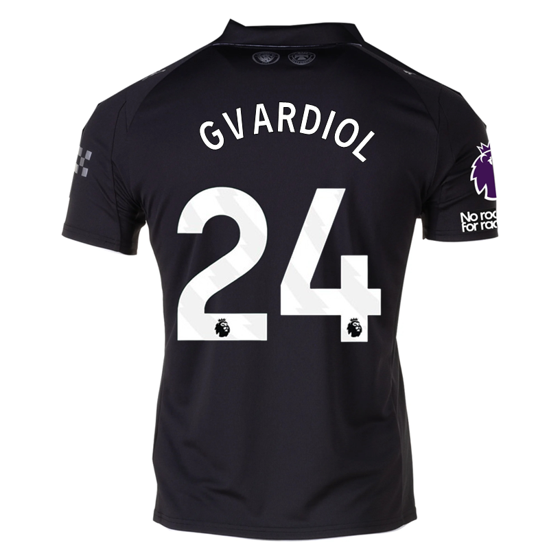 Puma Gvardiol Men's Manchester City Away Jersey 25/26 w/ NRFR + EPL Patches (Puma Black)