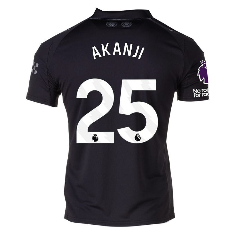 Puma Akanji Men's Manchester City Away Jersey 25/26 w/ NRFR + EPL Patches (Puma Black)
