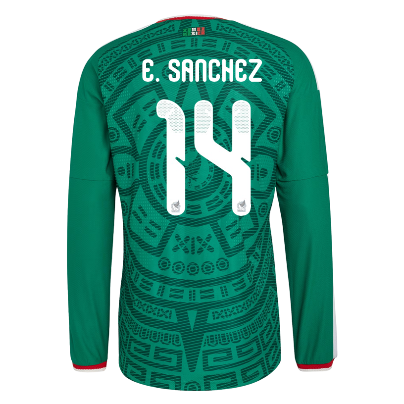 adidas Men's E. Sanchez Mexico Long-Sleeve Authentic Home Jersey 2026 (Bold Green)
