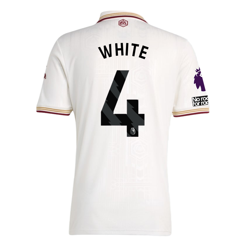 adidas White Men's Arsenal FC Third Jersey 25/26 w/ NRFR + EPL Patches (White/Burgundy)