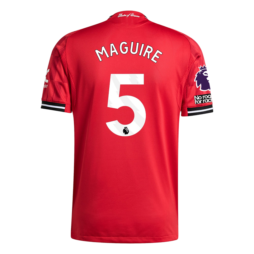 adidas Maguire Men's Manchester United Authentic Home Jersey 25/26 w/ NRFR + EPL Patch (Red)