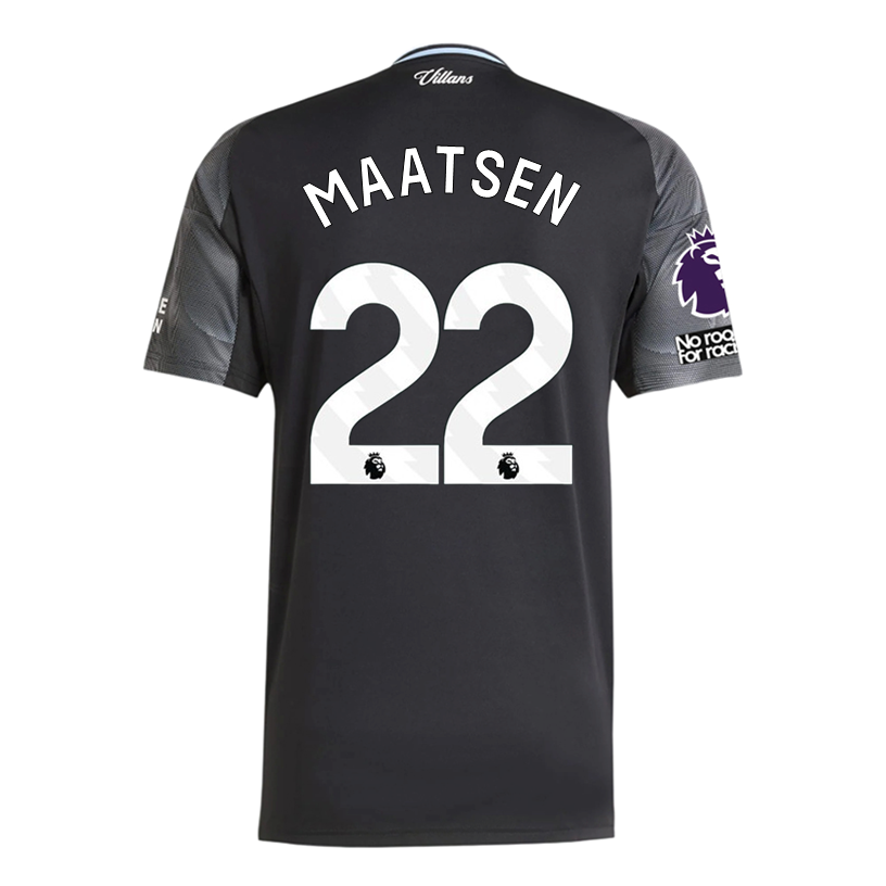 adidas Maatsen Men's Aston Villa 25/26 Away Jersey w/ EPL + NRFR Patches (Black/Global Blue)