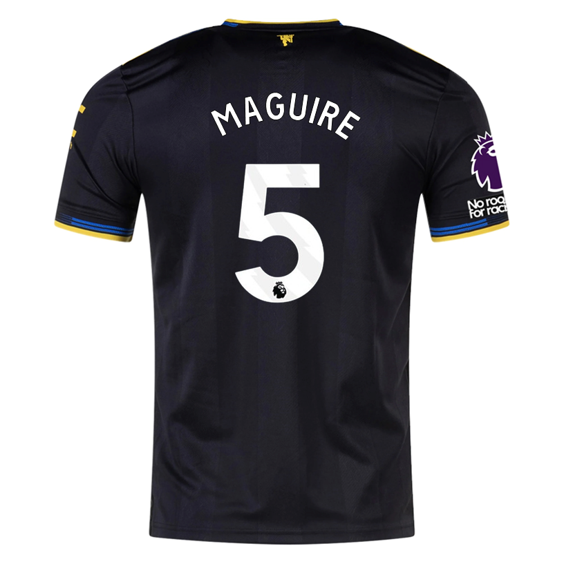 adidas Maguire Men's Manchester United Authentic Third Jersey 25/26 w/ NRFR + EPL Patches (Black)