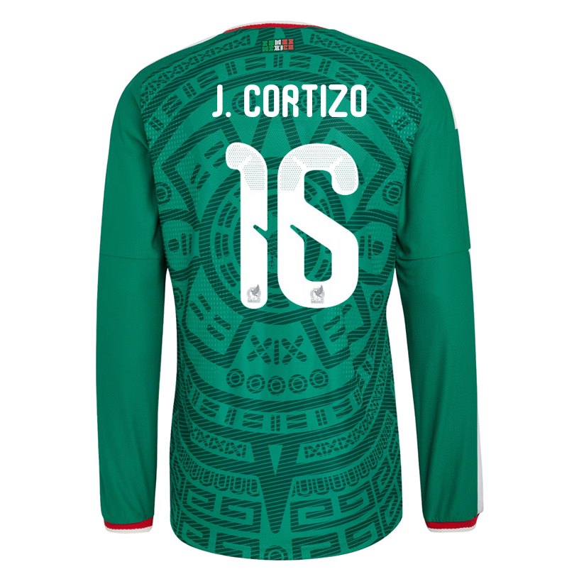 adidas Men's J. Cortizo Mexico Long-Sleeve Authentic Home Jersey 2026 (Bold Green)