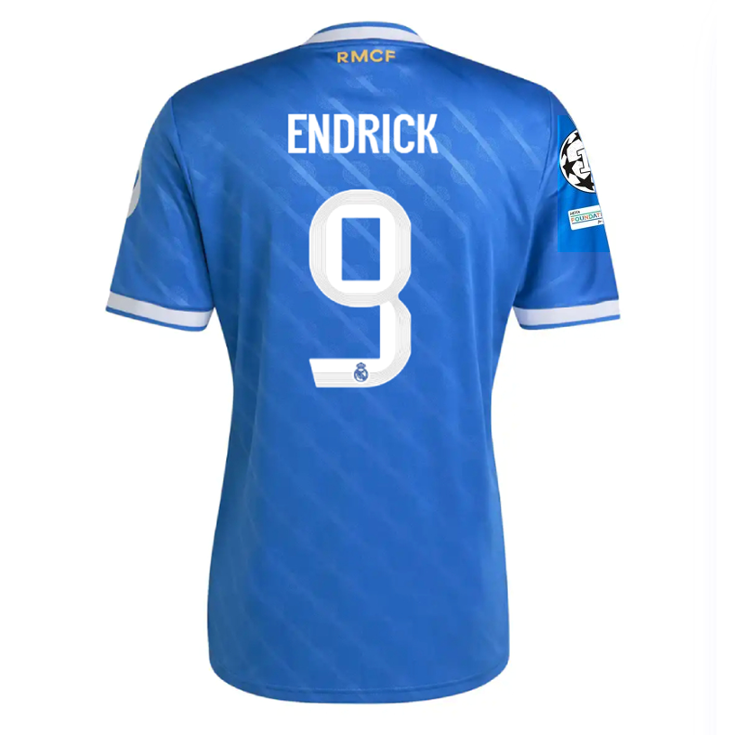 adidas Endrick Men's Real Madrid Third Jersey 25/26 w/ Champions League Patches (Blue/White)