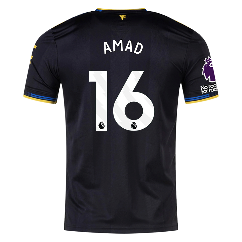 adidas Amad Men's Manchester United Authentic Third Jersey 25/26 w/ NRFR + EPL Patches (Black)