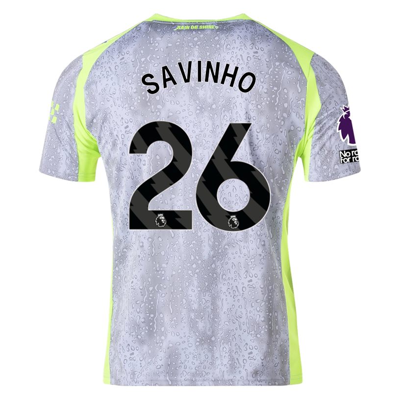 Puma Men's Manchester City Savinho Third Jersey w/ EPL + No Room For Racism Patches 25/26 (Cool Weather/Pro Green)
