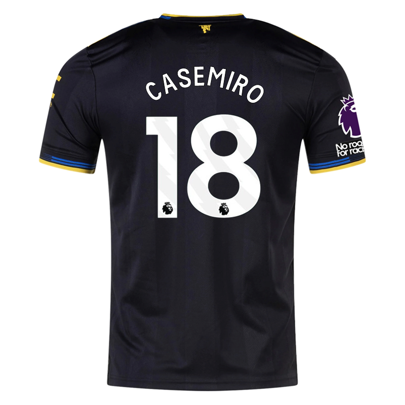 adidas Casemiro Men's Manchester United Authentic Third Jersey 25/26 w/ NRFR + EPL Patches (Black)