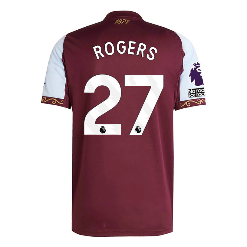 adidas Rogers Men's Aston Villa Home Jersey 25/26 w/ NRFR + EPL Patches (Maroon/Blue)