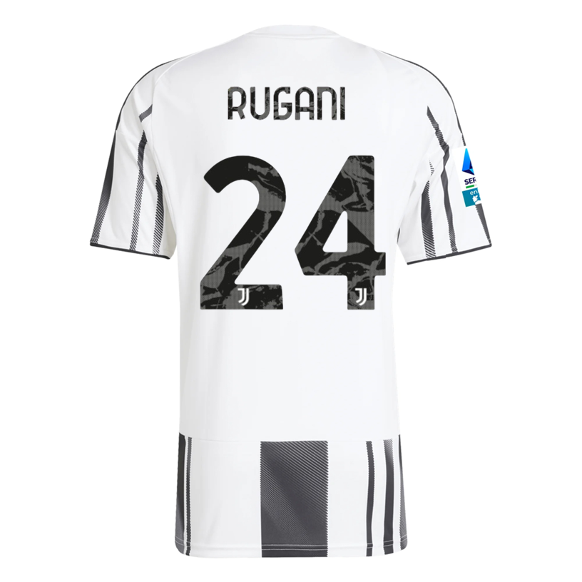 adidas Men's Juventus Rugani Home Jersey w/ Serie A Patch 25/26 (White/Black/Pink)
