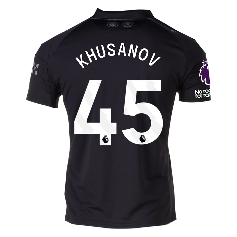 Puma Khusanov Men's Manchester City Away Jersey 25/26 w/ NRFR + EPL Patches (Puma Black)
