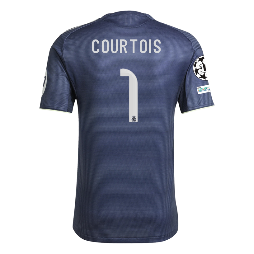 adidas Thibaut Courtois Real Madrid Authentic Away Jersey 25/26 w/ Champions League Patches (Legend Ink)