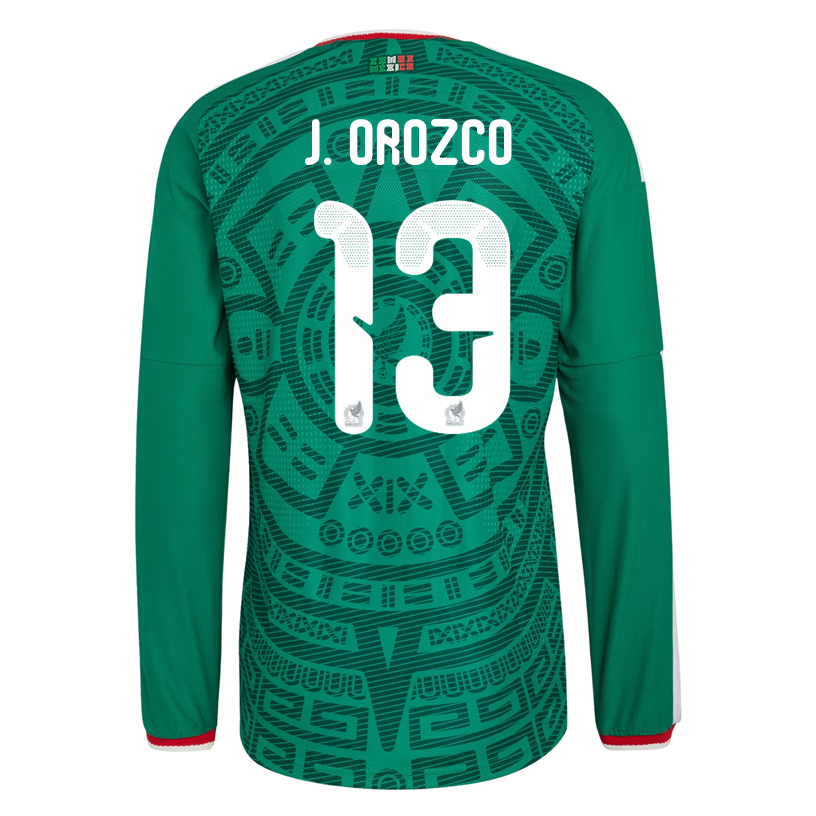 adidas Men's J. Orozco Mexico Long-Sleeve Authentic Home Jersey 2026 (Bold Green)