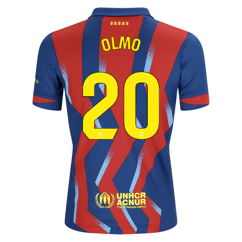 Nike Youth Olmo FC Barcelona 4th Soccer Jersey 25/26 (Gym Blue/Salsa Red)