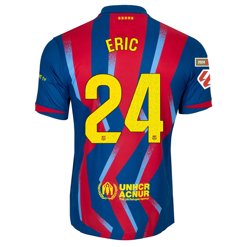 Nike Men's FC Barcelona Eric 4th Jersey 25/26 w/ La Liga Patches (Blue/Red/Yellow)