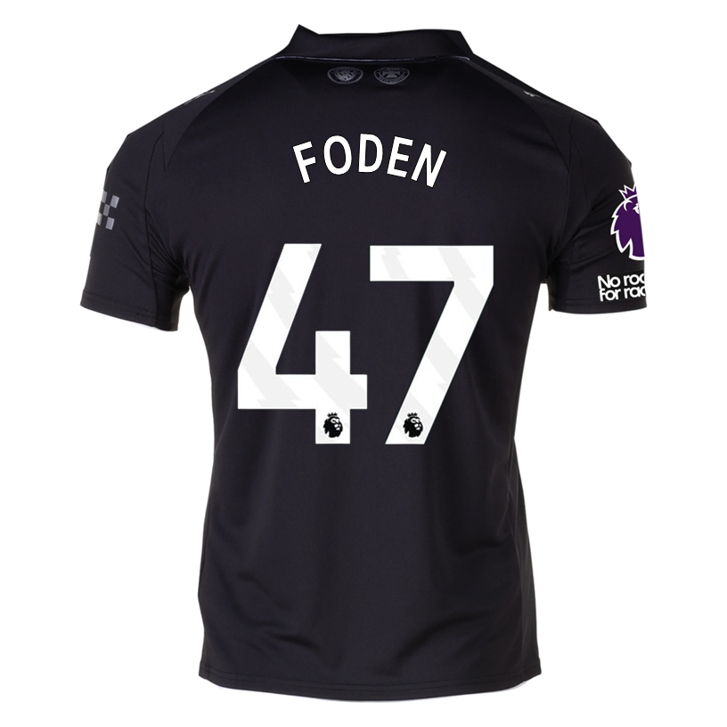Puma Foden Men's Manchester City Away Jersey 25/26 w/ NRFR + EPL Patches (Puma Black)