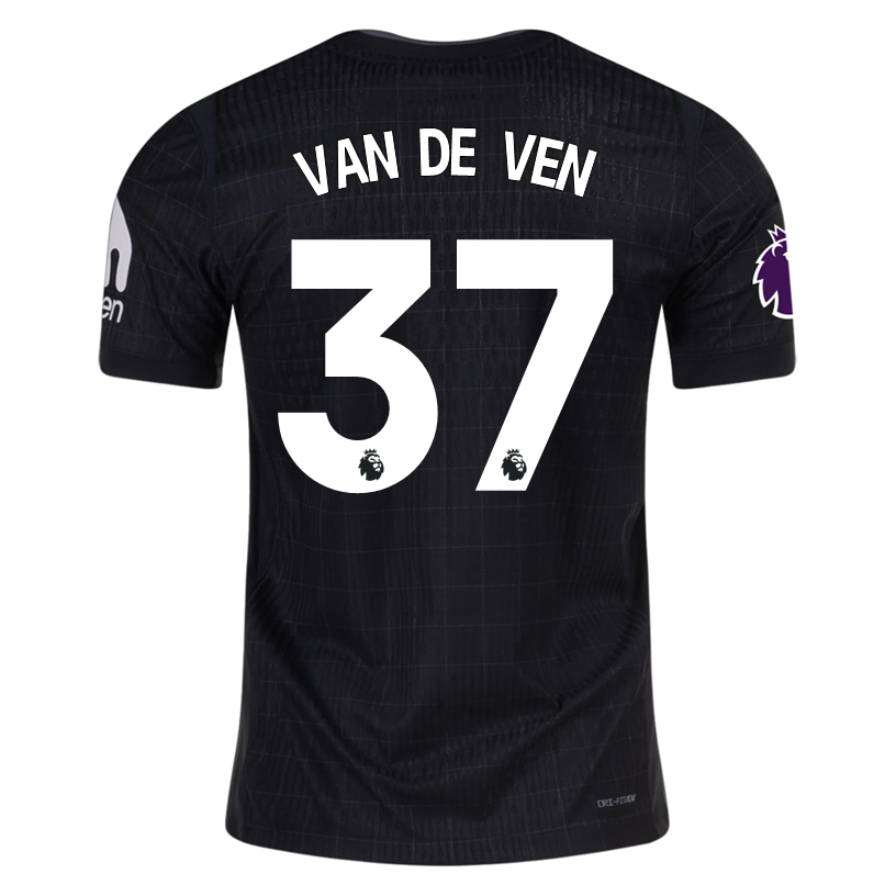 Nike Van de ven Tottenham Hotspur Authentic Away Jersey 25/26 w/ EPL Patch (Black/Iron)