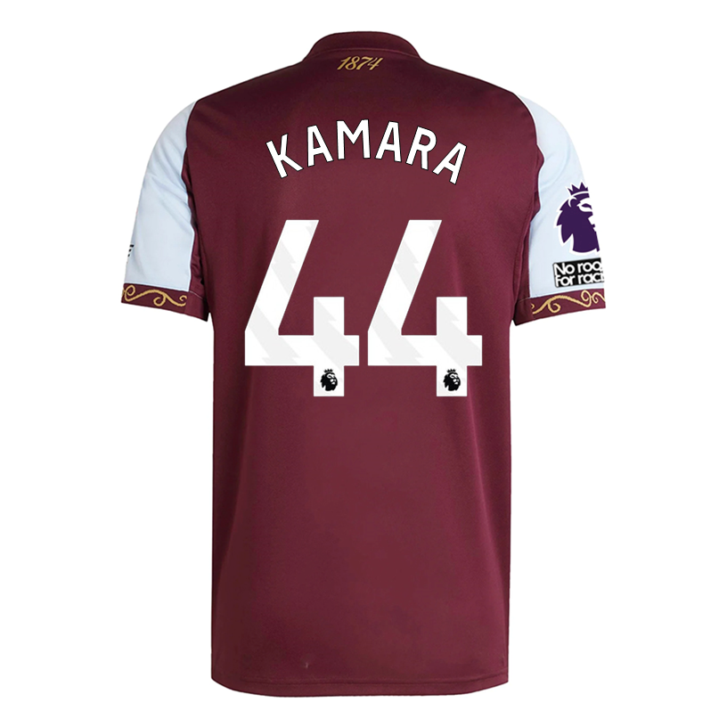 adidas Kamara Men's Aston Villa Home Jersey 25/26 w/ NRFR + EPL Patches (Maroon/Blue)