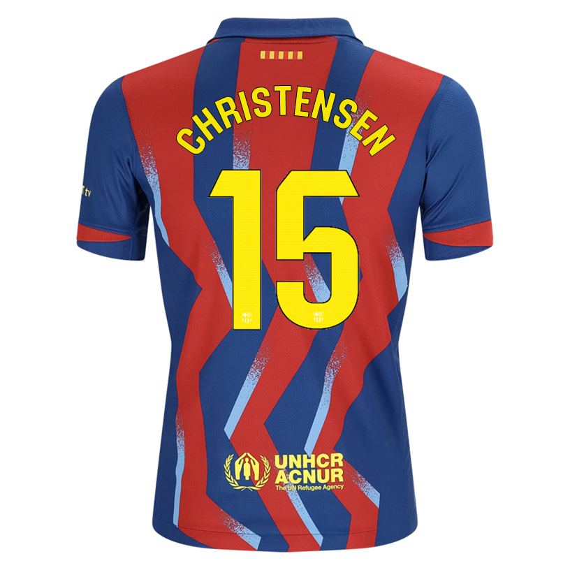 Nike Youth Christensen FC Barcelona 4th Soccer Jersey 25/26 (Gym Blue/Salsa Red)