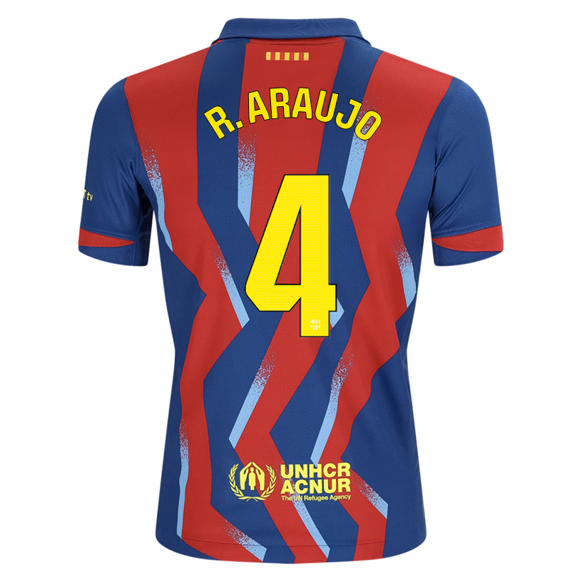 Nike Youth  R. Araujo FC Barcelona 4th Soccer Jersey 25/26 (Gym Blue/Salsa Red)